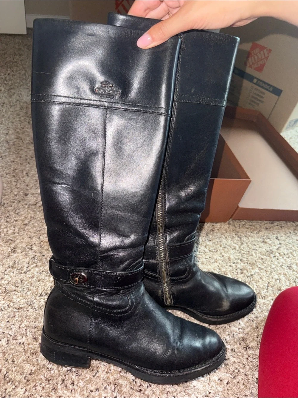 Coach Black Leather Over-the-Knee Riding Boots
